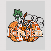 Greeting Autumn DTF Transfer - 'Hey Pumpkin' with Leopard Pattern